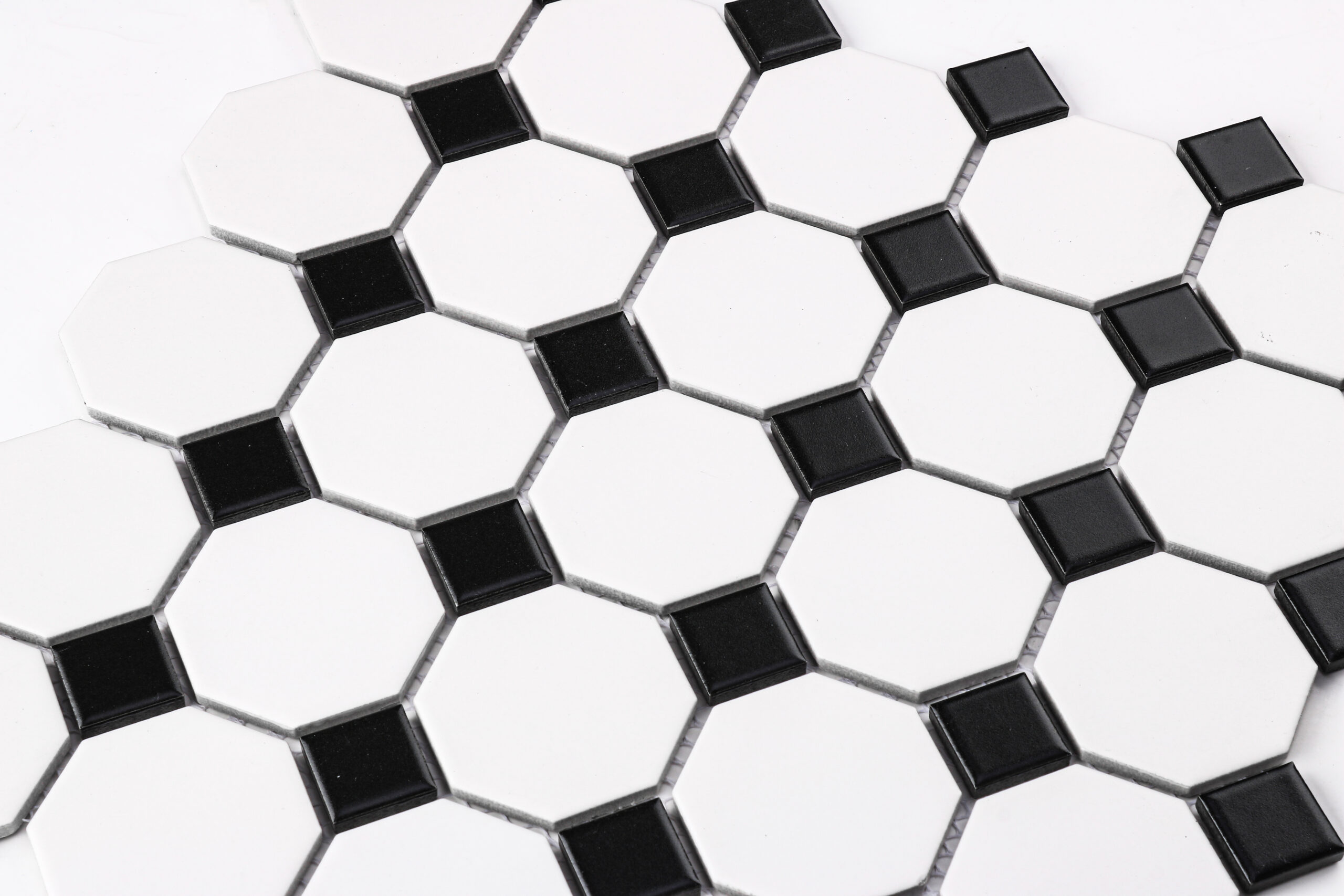 White Octagon With Black Dot Detail